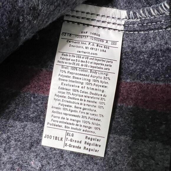 VTG Carhartt J001 Men's XL Black NWT Duck Detroit USA Blanket Lined Jacket - Picture 8 of 8